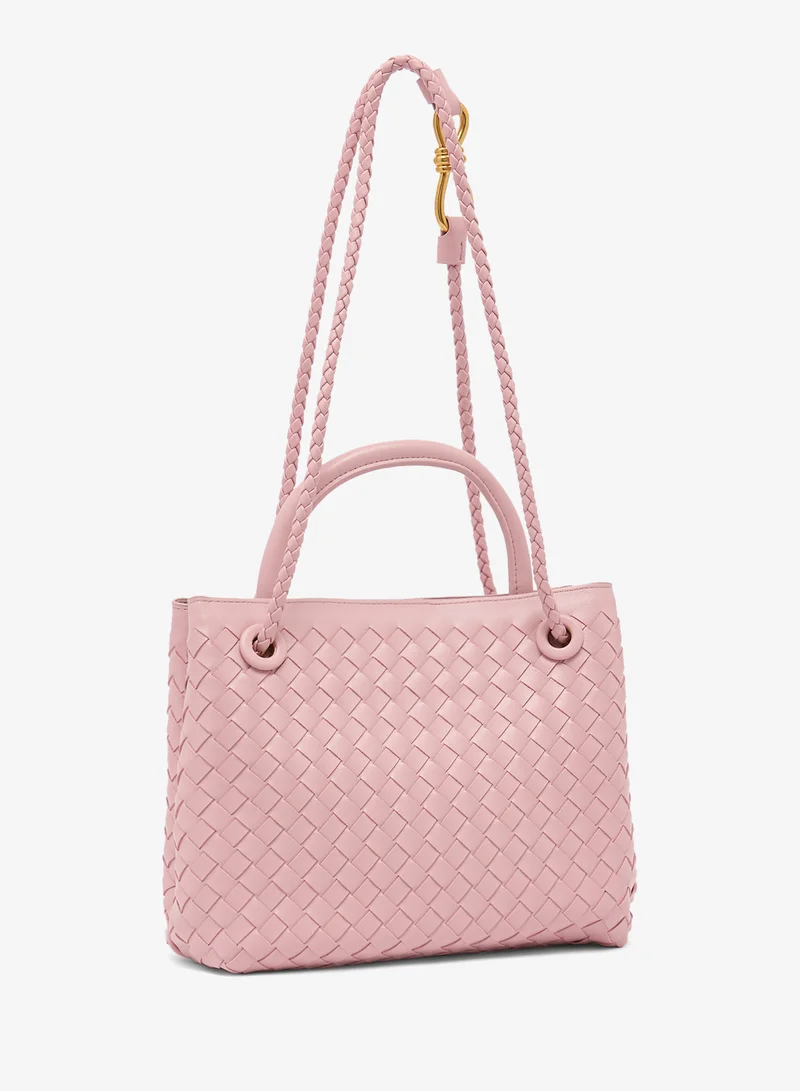 ايلا Gold Accent Woven Textured Detailed Top Handle Bag